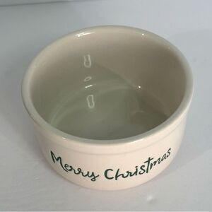 Cream Ceramic Merry Christmas Ramekin Small Holiday Serving Bowl 3.5"
